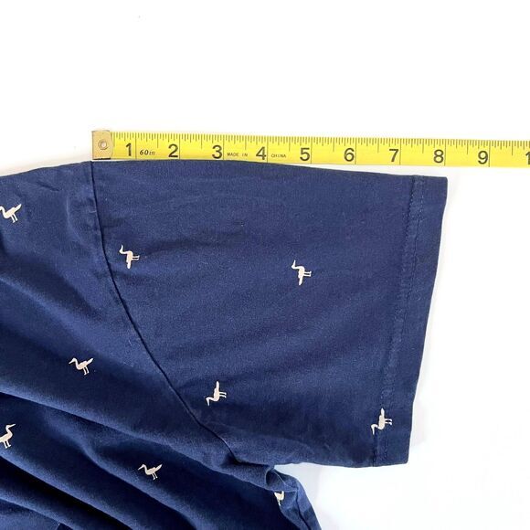 Denim &‎ Flower Short Sleeve T-Shirt Ricky Singh Navy Blue Birds Print M - Picture 2 of 10